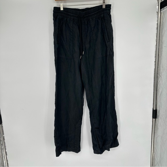 Athleta Black Retreat Linen High Rise Wide Leg Pants Small - Picture 2 of 7